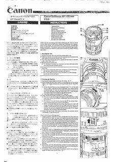 Canon 70-210/4 manual. Camera Instructions.